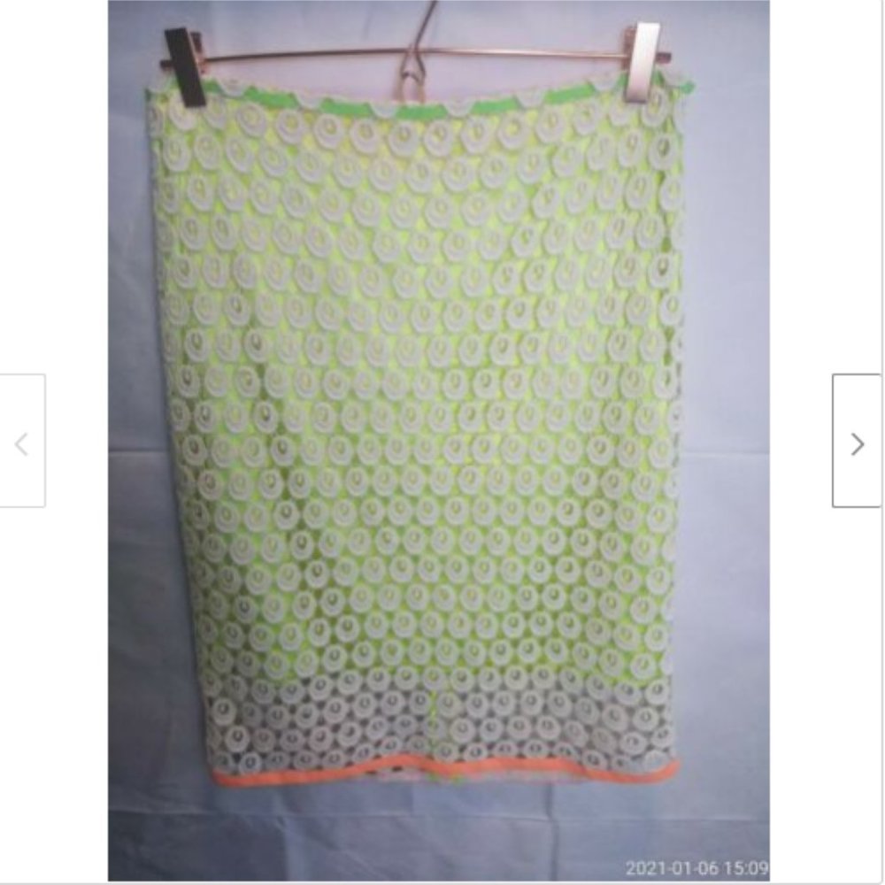 T Tahari Neon Trim Lace Pencil Skirt
